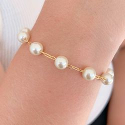 Pulseira Trabalhada na Pérola Pequena - P696 - Lojas das Revendedoras