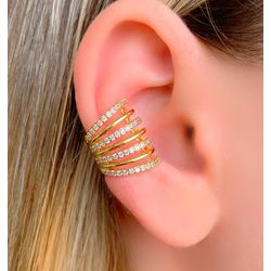 Piercing Fake com Aros Liso e Cravejado - B1660 - Lojas das Revendedoras