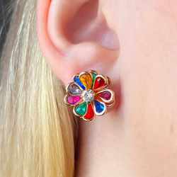 Brinco de Flor Colorido - B97 - Lojas das Revendedoras