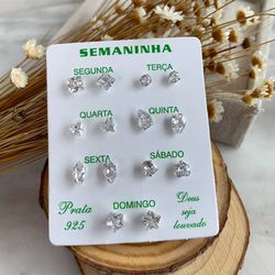 Kit de brincos semaninha prata 925 - B2912 - Lojas das Revendedoras