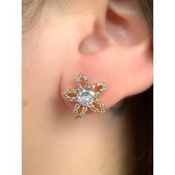 Brinco de flor trabalhado - B2991 - Lojas das Revendedoras