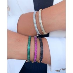 Bracelete cravejado na micro zircônia LUXO - P9784 - Lojas das Revendedoras