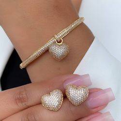 Conjunto de bracelete e brinco luxo - CON408 - Lojas das Revendedoras