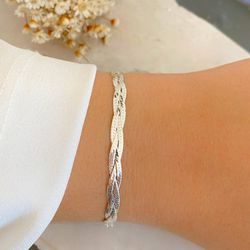 Pulseira trançada 3 fios prata 925 - P1939 - Lojas das Revendedoras