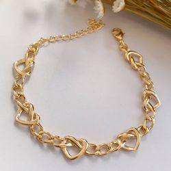 Pulseira corrente com corações - P438 - Lojas das Revendedoras