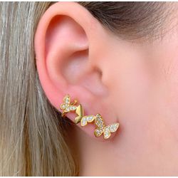 Brinco ear cuff de borboleta - B135 - Lojas das Revendedoras