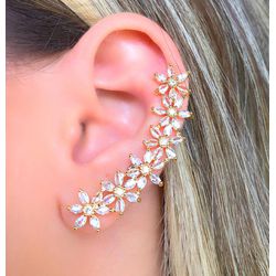 Brinco Ear Cuff Cravejado Na Zircônia Com Detalhe ... - Lojas das Revendedoras