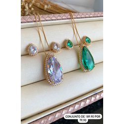 Conjunto De Gota Na Pedra Com Detalhe Cravejado - ... - Lojas das Revendedoras