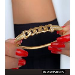 Bracelete corrente com detalhe cravejado - P2010 - Lojas das Revendedoras
