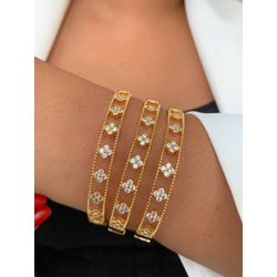 Bracelete de trevo com micro zircônias - P2106 - Lojas das Revendedoras