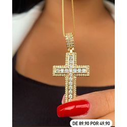 Colar De Cruz Cravejado - C730 - Lojas das Revendedoras