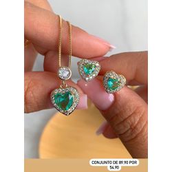 Conjunto Coração Cravejado - CON146 - Lojas das Revendedoras