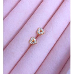Brinco de Coração Mini Cravejado na Micro Zircônia... - Lojas das Revendedoras