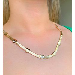 Choker Fita com Detalhe de Coração Liso 46cm com 5... - Lojas das Revendedoras