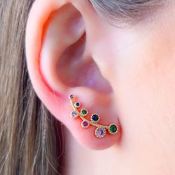 Brinco Ear Cuff Com Detalhe Cravejado - B9665 - Lojas das Revendedoras