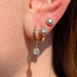 Trio de argola com pedra em micro zircônia - B851... - Lojas das Revendedoras