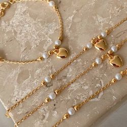 Pulseira infantil de coração com perolas - P139 - Lojas das Revendedoras