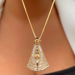 Colar Nossa Senhora Cravejada com Detalhe na Navet... - Lojas das Revendedoras