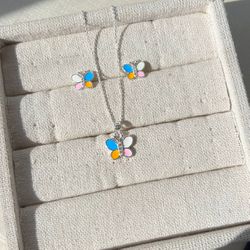 Conjunto Infantil De Prata 925 de borboleta - CON... - Lojas das Revendedoras