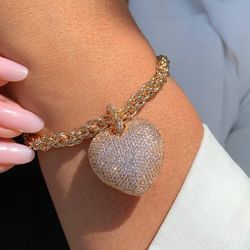 Pulseira linha Premium de coração cravejado - p3... - Lojas das Revendedoras