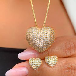 Conjunto De Coração Cravejado Na Micro Zirconia - ... - Lojas das Revendedoras