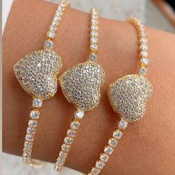 Pulseira de de coração com pedras em zircônia (cad... - Lojas das Revendedoras