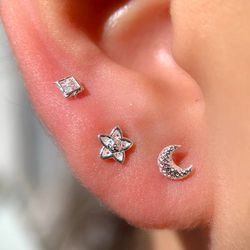 Trio de brinco na Prata 925 - B85164 - Lojas das Revendedoras