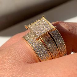 Anel triplo linha Premium trabalhada em micro zirc... - Lojas das Revendedoras