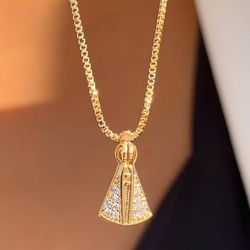Colar nossa senhora cravejada - C1435 - Lojas das Revendedoras