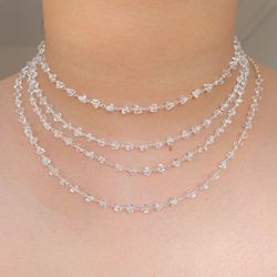 Chocker de cristal no banho Prata - C1497 - Lojas das Revendedoras