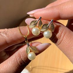Conjunto de perola com folhagem - CON7502 - Lojas das Revendedoras