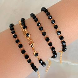 Pulseira Preta com detalhe na zircônia - P132 - Lojas das Revendedoras