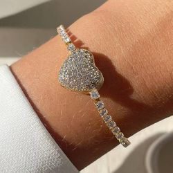 Pulseira de de coração com pedras em zircônia - ... - Lojas das Revendedoras
