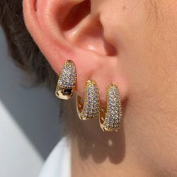 Trio de brincos com micro zircônia - B85189 - Lojas das Revendedoras
