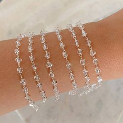 Pulseira no banho Prata de cristal - P129 - Lojas das Revendedoras