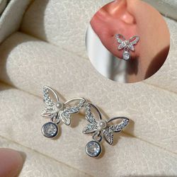 Brinco de borboleta na prata 925 com detalhe pont... - Lojas das Revendedoras