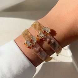 Pulseira de fita de filhos cravejado (cada) - P79 - Lojas das Revendedoras