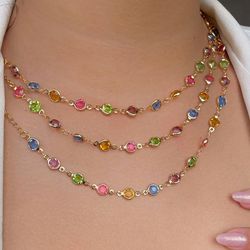 Chocker com pedra em zircônia colorida (cada) - C1... - Lojas das Revendedoras