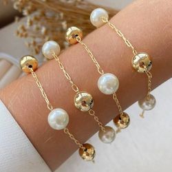 Pulseira de perolas e esfera - P151 - Lojas das Revendedoras