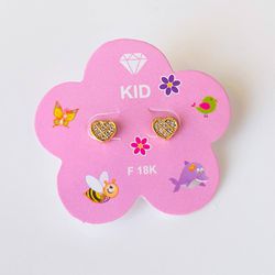Brinco De Coração Cravejado Delicado Infantil - B4... - Lojas das Revendedoras