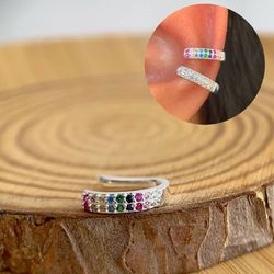 Piercing fake cravejado prata 925 - B8369 - Lojas das Revendedoras