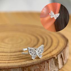 Piercing fake borboleta prata 925 - B8370 - Lojas das Revendedoras