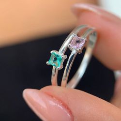 Anel dois aros com zircônias coloridas prata 925 -... - Lojas das Revendedoras