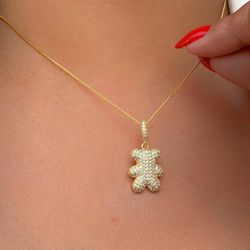 Colar ursinho teddy cravejado - C8112 - Lojas das Revendedoras