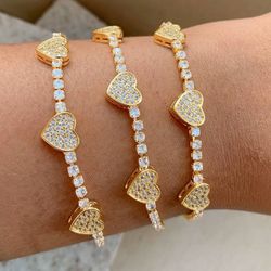 Pulseira Riviera Com Coração Na Zircônia - P2069 - Lojas das Revendedoras
