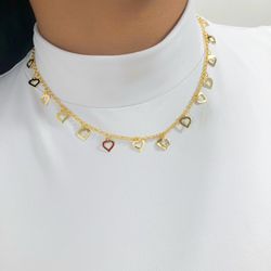 Chocker Cheio De Coração Vazado Com Ponto De Luz C... - Lojas das Revendedoras