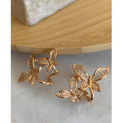 Brinco ear hook De Borboleta Cravejado Na Zirconia... - Lojas das Revendedoras