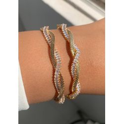 Pulseira riviera trançada na malha - P3281 - Lojas das Revendedoras
