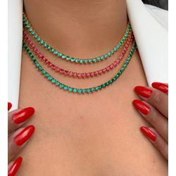 Chocker riviera corações na zircônia colorida - C... - Lojas das Revendedoras