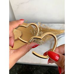 Brinco De Argola De Coração liso - B6098 - Lojas das Revendedoras